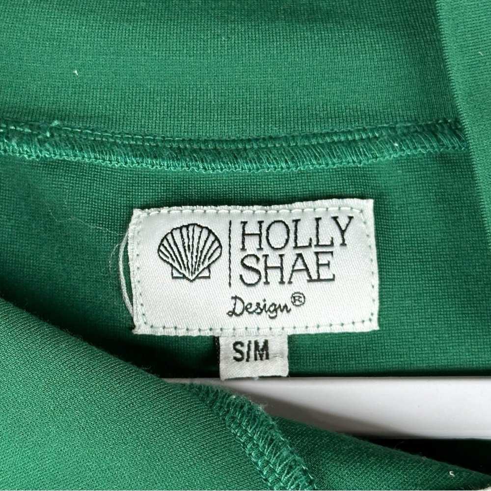 Holly Shae Emerald Green Plaid Trim Holiday Preppy 3/4 Sleeve Top Women Size S/M - Picture 3 of 8